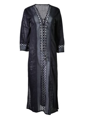 Gypur and Linen Strapped V Neck Maxi Dress 3/4